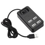 AdzMozi 4 Port USB 2.0 HUB, High Speed Data Transfer with Control Switch and 1.2 m Long Cable for Windows, Mac OS and Linux, PC Desktop Laptop MacBook