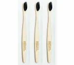 NADVENU MUSIC Organic C-Shaped Toothbrush with Charcoal Infused Floss-Tip Bristles (pack of 5), Cream