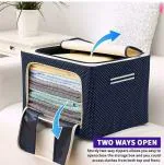 WN BAGS Clothes Storage Box Foldable Steel Frame Clothes Organizer Storage Box for Wardrobe, Saree, Shirts, and Blankets Storage Box for clothes, (66 Ltr) (66 LTR, Pack Of 4)