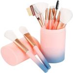 AVTY Makeup Brush Set With Storage Barrel - Pack of 12 (Light Pink) (Pack of 12)