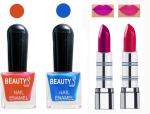 OUR BEAUTY Perfect Combo Of Velvet Matte Lipsticks Ultra Shine Nail Polish (Set Of 4)