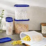 Plastic 1600 Ml Modular Airtight Kitchen Storage Container Set with Plain Lids (3PCS)
