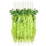 SPECIALYOU.IN Green Wisteria Artificial Flowers Hanging Garland (3.6Ft Long) for Home Decoration, Diwali, Navratri, Wedding, Birthday, Party Decoration Items- Pack of 12