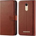 Slugabed Flip Cover Back Case for Redmi Note 3 | Leather Finish | Inbuilt Stand & Pockets | Wallet Style Flip Back Case Cover for Redmi Note 3 (Brown)