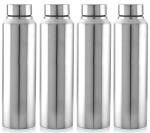 Kuber Industries Silver Stainless Steel Water Bottle - 1 L (Set Of 4)