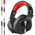 CLAW SM50 Professional Studio Monitoring DJ Headphones with 2 Detachable Cables (2.8m Coiled Cable & 1.2m Straight Cable with Mic and in-line Controls) Black/Red (SM50 RD)