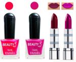 OUR BEAUTY Perfect Combo Of Velvet Matte Lipsticks Ultra Shine Nail Polish (Set Of 4)