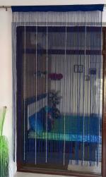 SC'S FABULOUS HOME Thread And Bead Striped Curtain, 7ft (Navy Blue)