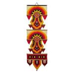 VARUNAVI Handloom Sun Tapestry Cotton Wall Hanging Large Red, 14 x 45
