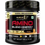 MuscleXP Amino Blend and Energy Powder, Orange, 400g, 50 Servings - Pre Workout, Intra Workout, Energy Blend with Green Coffee, Green Tea