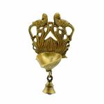 pujaNpujari Peacock Design Wall Hanging Diya Deepam with Bell for Pooja Room and Home Decor