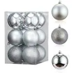 My Party Suppliers 12 pcs Silver Christmas Ball, Christmas Balls Ornaments for Xmas Christmas Tree