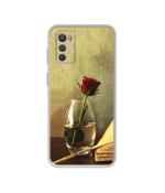 Casotec Red Rose in Glass Design Printed Silicon Soft TPU Back Case Cover Motorola Moto G42 4G