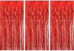 Festiko Ft Metallic Tinsel Foil Fringe Curtains For Party Photo Backdrop Wedding Decor Red Foil Curtain (Pack Of 3)