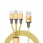 IPZONE BE GENUINE BE REMARKABLE 3 in 1 cable Multifunctional Universal charge & Data sync Cable Super Strong Data cable 50000 Plus Bend Test USB 4.2 Cable (Golden)