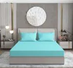 HIDECOR Beautiful 260 TC 100 % Microfiber Elegant Solid Pattern One Double Bed Sheet with 2 Pillow Covers (Bedsheet Size 90x100 Inch)( Pillow Cover Size 18x28 Inch) (SkyBlu)