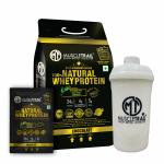 MUSCLE TRAIL Gold Standard Natural Whey Protein | 24g Protein | 70 pouches | Isolate primary source for muscle recovery | Low carb & Fat | Shaker inside | 2.17 kg (Chocolate)
