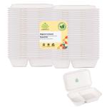 Shrayati Clamshell Box, 10x6 Inch, 25 Pcs Pack, Pack of 2, 2 Compartment, Disposable Bagasse Clamshell Box, Sugarcane Paper Box, Disposable Container Box, Biodegradable Take Away box, Eco-Friendly