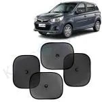 Kingsway Car Curtain Sticky Sun Shade Universal Use for Maruti Suzuki Alto K10, 2014 - 2022 Model, Color : Black, Mesh, Pack of 4 Piece Car Sun Shades Blinds Cover