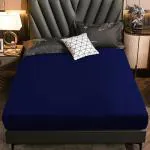 Dream Care Water Proof Lycra Stretchable Fitted Mattress Protector with Elastic Strap 72x72 inch | Water Resistant Ultra Soft Mattress Cover | Smoth Bed Cover (Blue)