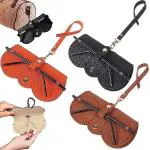 ViNishq Soft Portable Slim Leather Sunglass Bag Organizer| Eyeglasses Case Holder With Button Clip Wrist Strap| Eyewear Protection Cover