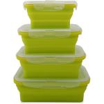 Paratparay Foldable Silicone Rectangle Collapsible Lunch Box Food Storage Containers Tiffin Box Dabba Tiffin Cum Lunch Box for Snack, Meal, Fast Food (Set of 4)