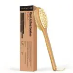 Careberry's Dual-Action Bamboo Body Brush | Exfoliating Wet & Dry Bath Brush | Removes Dead Skin | Body Back Massager Wooden Brush