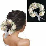 Samyak Floral Tiara Veni Hair Bridal Gajra Headband Hair Accessories Wedding Jewellery for Girls & Women Hair Accessories (White)