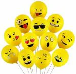 Party Midlinkerz Rubber Printed Emoji Face Expressions Latex Balloon for Baby Shower, Birthday and Anniversary (Pack of 25)