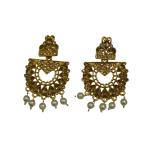 Priyansh Enterprise Handmade Gold Crystal Traditional Ad Earrings For Parties, Festivals For Women