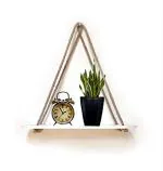 Vah White Rectangle Oval Wall Shelf Wood Floating Shelves Rustic Rope Hanging