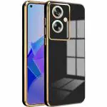 SYOTT Luxury 6D Chrome Back Cover Case Compatible for Oppo A79 5G |Slim Shockproof Soft TPU Raised Lips Protection Camera Protection Stylish Back Case and Cover | Black