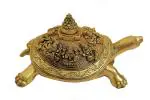 KALARAMBH Home Office Temple Puja Handicraft Big Art Brass Tortoise Ashta Lakshmi with Pyramid Vastu Feng Shui Carving Work Turtle Shri Yantra for Good Luck (13.8 x 8.5 x 6 inches, Yellow)