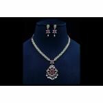 Eivri Rakhi Gift Friendship Day Gifts Fashion Jewellery bridal Necklace Set With Earring For Women And Girls Gold Plated (color- ruby red)