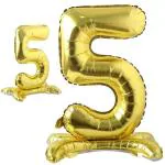 AMFIN (Pack of 1) 32 inch Self Standing 5 Number Balloons Birthday Party Decoration, 5th Birthday Party Decoration Items, Golden 5 Number Balloons, 5 Number Foil Balloons Golden