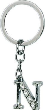 Blue Aura Shubhkraft Silver Metal Alphabet Letter N Keychain