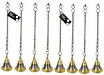 Ghungroo World Decorative Brass Silver Gold Hanging Bells with J Hooks/Hanging Bell for Pooja Room Christmas/Jingle Bell/Brass Bell for Temple/Length 11 inches with Chain