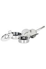 Doniv 3 Piece Majestic Sandwich Bottom Cookware Set, 1 Piece Kadhai with Lid 24 cms, 1 Piece Sauce Pan with Lid 14 cms & 1 Piece Fry Pan 20 cms