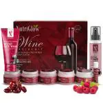 NutriGlow Wine Facial Kit (260gm) For Anti Ageing, Improves Skin Elasticity, Red Wine Face Wash (100ml) Red Wine Facial Toner (100ml) For Glowing Skin, Deep Cleansing (Pack of 3)