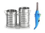 BLUE WONDER Stainless Steel Twin Cutlery Holder Racks With Dolphine Shape Electric Gas Lighter and (Multicolour, Pack of 2)