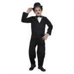 Kaku Fancy Dresses Comic Character Charlie Chaplin Costume -Black & White, 7-8 Years, For Boys