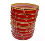 VIBRANCE Bridal Punjabi Chooda Red Chura Set With ZirconPlastic Bangles/Churi/Chooda Set for Women (Multicolor)(2.6)