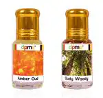 Dpme Amber Oud And Oudy Woody Attar Combo, Roll On, 6 Ml Each