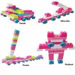Vastate 60 pcs Building Block Toys with Wheels for Kids, Best Gift Toy (52 Block+ 8 Wheels)