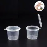Aumni Crafts Small Polypropylene Plastic Containers (Pack of 50, Capacity 25 ML) 3.8x3 CM (1.5x1.2 Inch) Leak Proof With Lid For Ketchup Sauce Jam Cream Sampling