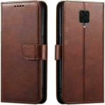 Juberous Flip Cover for Poco M2 Pro, Mi Redmi Note 9 Pro, Mi Redmi Note 9 Pro Max, Mi Redmi Note 10 Lite | Magnetic Closurer| PU Leather Magnetic Wallet Back Cover Case (Brown)