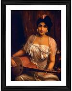 DECOR ADVENTURES A Lady Playing Veena by Raja Ravi Varma Wall Painting - 14x18 inch