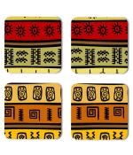 Whats Your Kick Pattern Comic Design Red And Gray Pattern Design Printed Set of 4 Coaster With Metal Stand