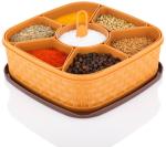 Track India Brown Plastic 7 In 1 Elegant Masala Box And Spice Containers Set 140 ml (1 Set)
