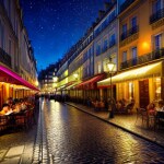 Love Creation A4 Size poster print for creative wall art- midnight-in-montmartre-parisian-art-print-11808(Non Sticker)